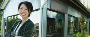 Business Woman in Front of Shop